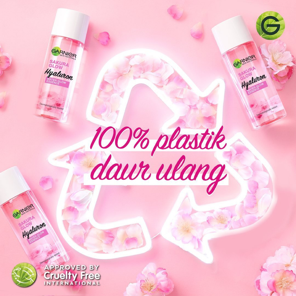 ESSENCE Garnier SAKURA Glow White Hyaluron WATER GLOW / PINKIS RADIANCE Essence Lotion - 100ml I 120ml I 30ml - Skincare Kulit Glowing White - Ukuran Besar Kecil Hyaluronic Acid Garnier Pink Toner Hydrating