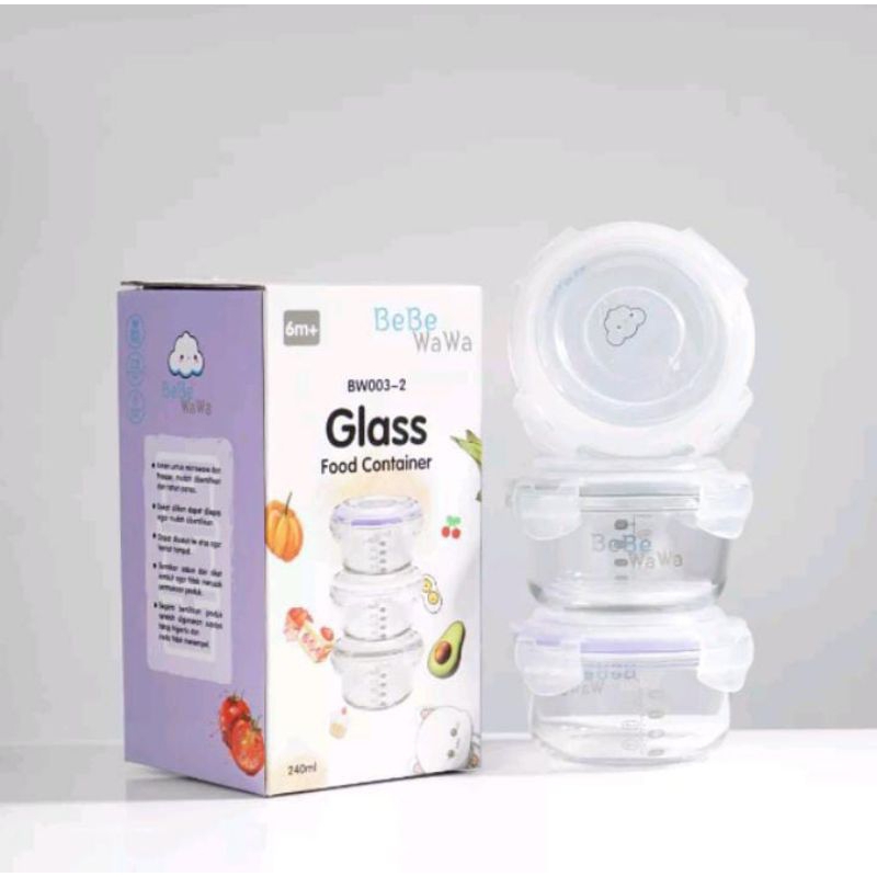 GLASS FOOD CONTAINER / KONTAINER KACA BEBE WAWA