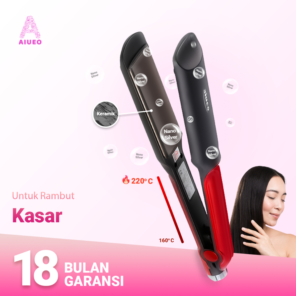 [GARANSI 18 BLN] - AIUEO Catokan Curly and Hair Straightener Alat Catok Meluruskan dan Keriting Rambut 531 Temperatur Suhu Ionik Low Watt Catok Professional Hair Straightener