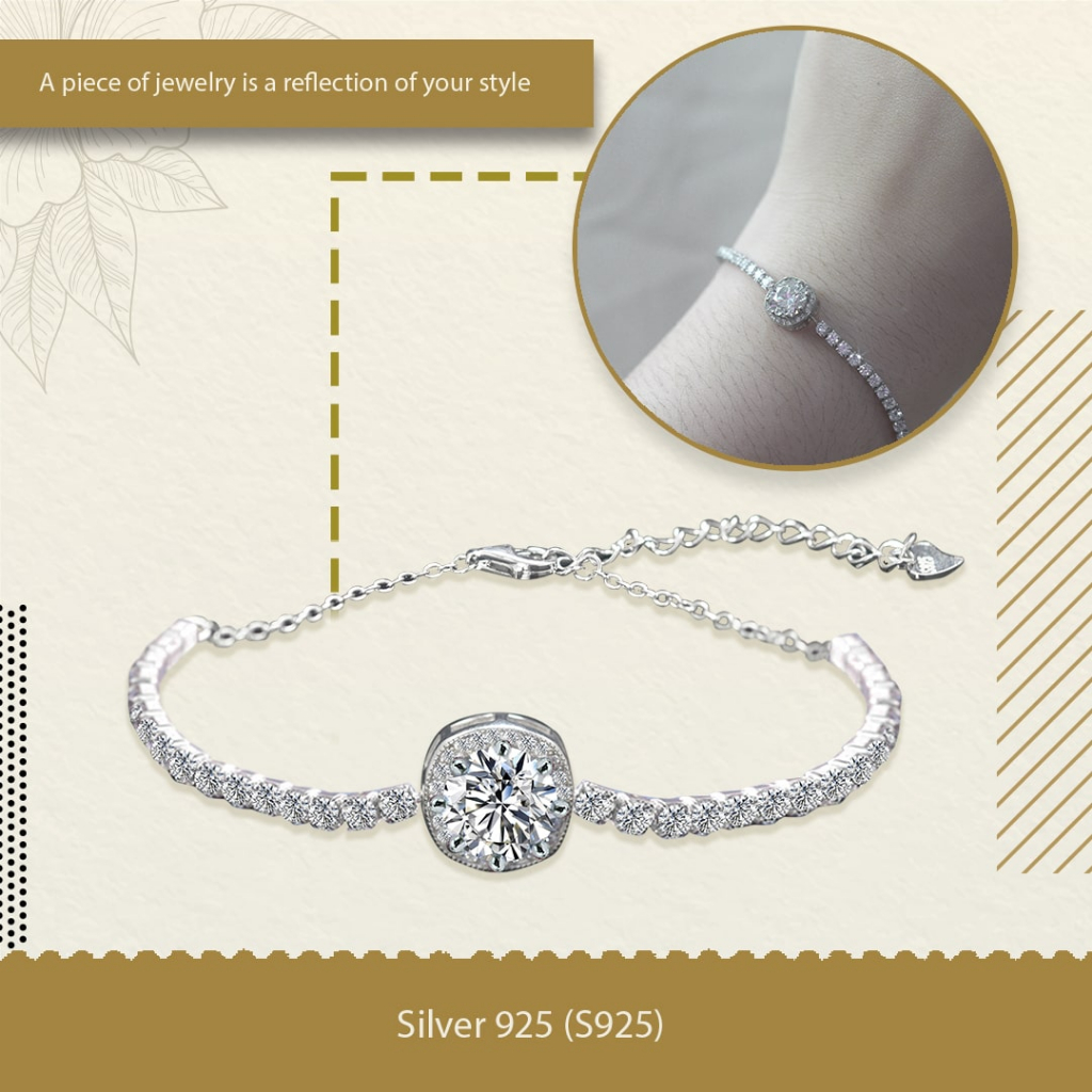 SILVER HOUSE JEWELRY - GELANG PERAK 925 - JULIA SILVER 925 BRACELET ZIRCON 1CT/2CT