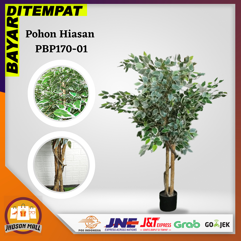 JM Pohon Hias Dekorasi Sudut Rumah Kantoran / Pohon Eucalyptus Hias Plastik Pohon Tinggi ± 1.3 Mtr /