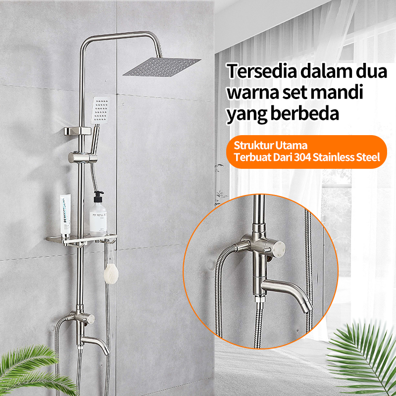 3 Dalam 1 Shower Colum Set Mandi / Set Kamar Mandi Besi Tahan / Set pancuran tembaga lengkap