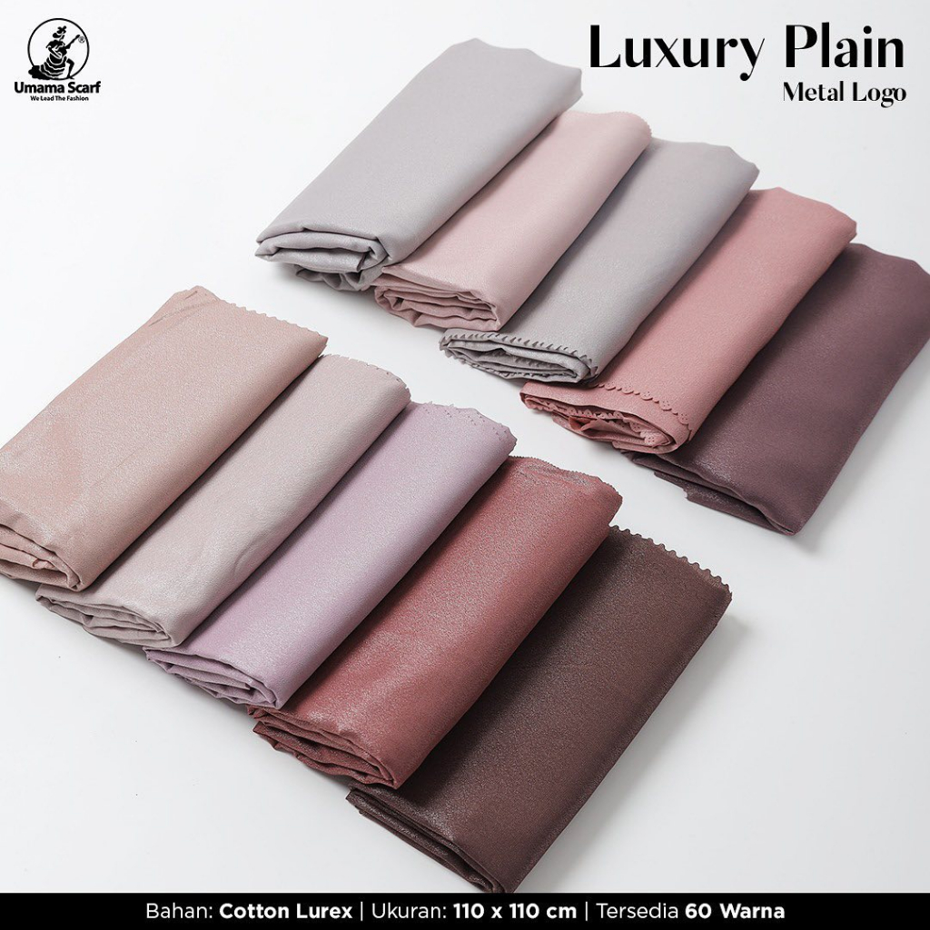 LUXURY PLAIN PART 3 - HIJAB SEGIEMPAT GLOWING COTTON LUREX LASERCUT UMAMA METAL LOGO