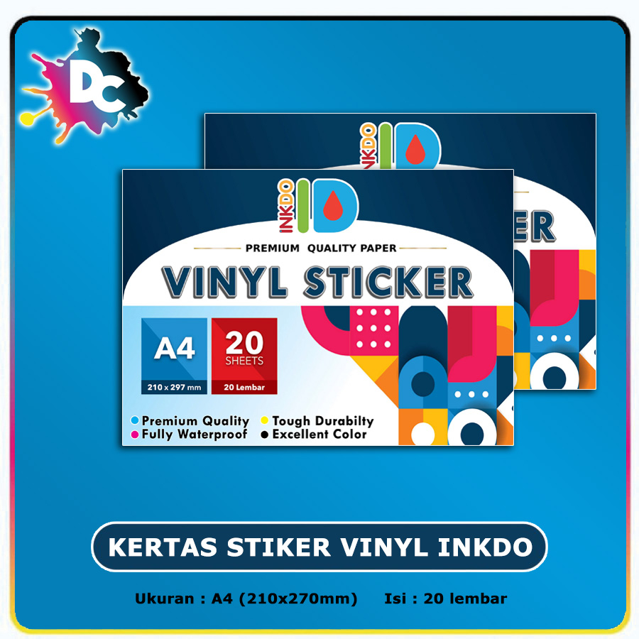 Kertas Sticker Vinyl Glossy A4 isi 20 lembar / Stiker Mengkilap