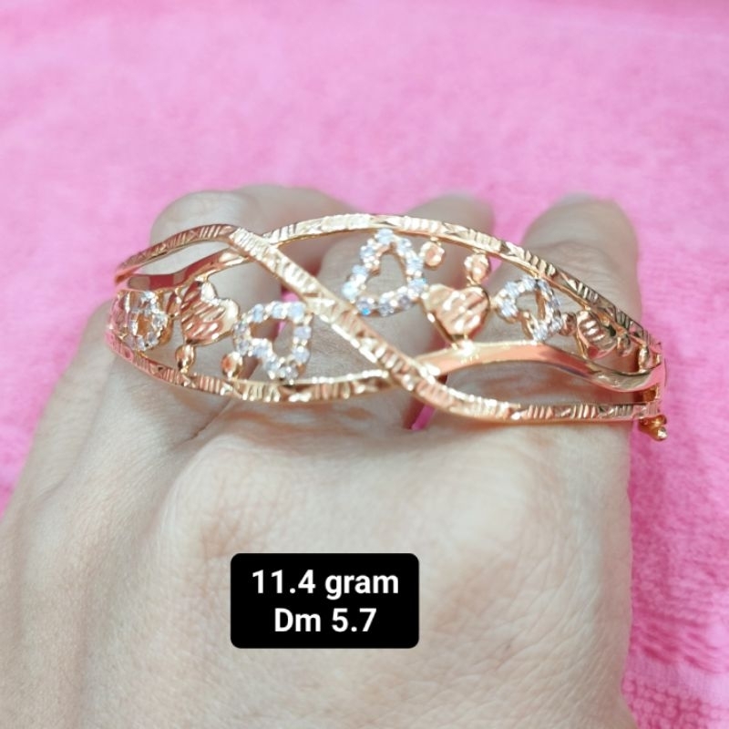 GELANG BANGLE WANITA PERAK ASLI 925 LAPIS EMAS