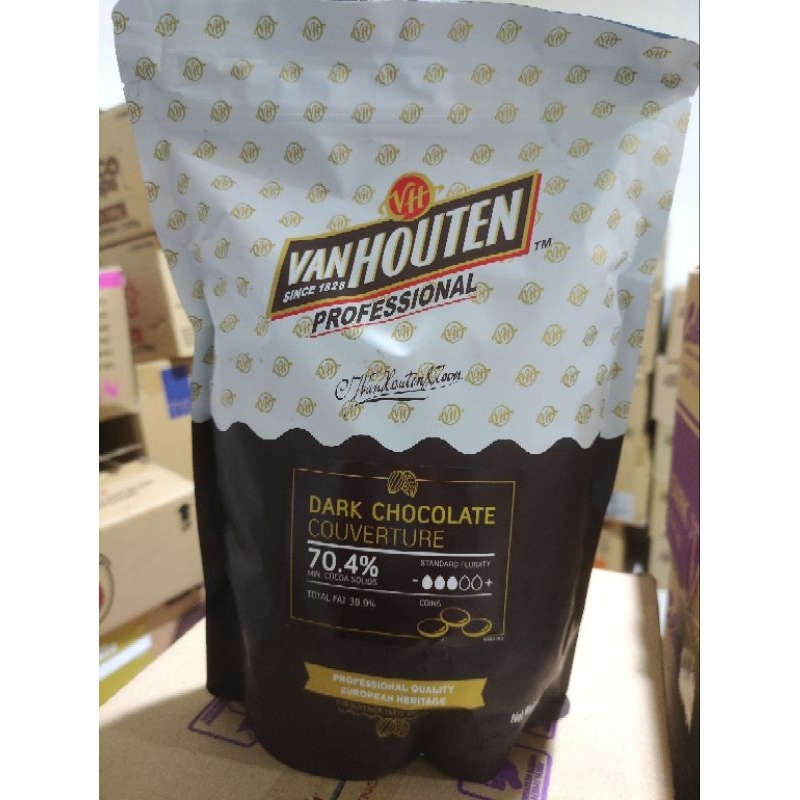 VAN HOUTEN COUVERTURE DARK CHOCOLATE 1.5 KG KEMASAN ASLI / 1 BAG / VHP CHOCOLATE COUVERTURE