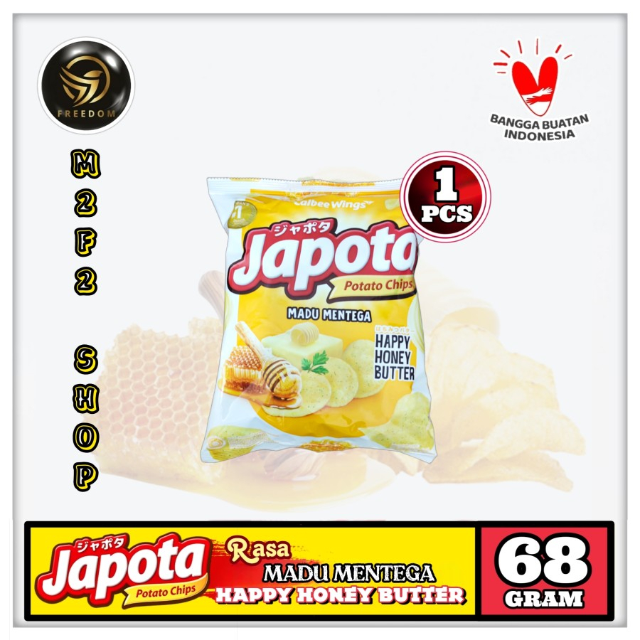 

Keripik Kentang Japota Potato Chips Happy Honey Butter | Madu Mentega - 68 gr (Kemasan Satuan)