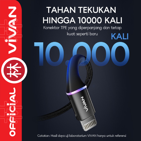 Vivan VDCL120 USB-C to Lightning LED Kabel Data Cable 27W Fast Charge