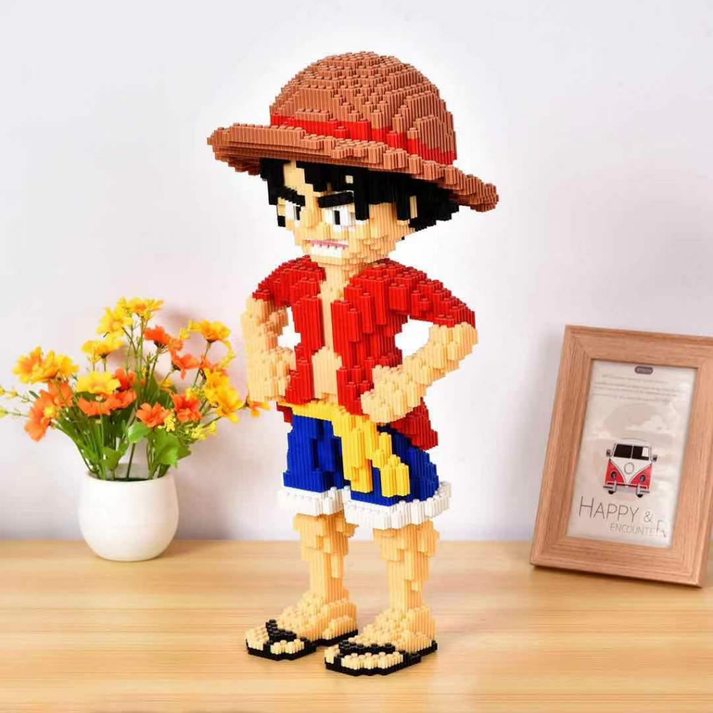 SMY Nano Blocks ONE PIECE LUFFY STRAWHATS 3D Model, Mainan Blok Susun, Blok Konstruksi DIY, Dekorasi Hiasan Karakter Animasi, hadiah Kado Anak