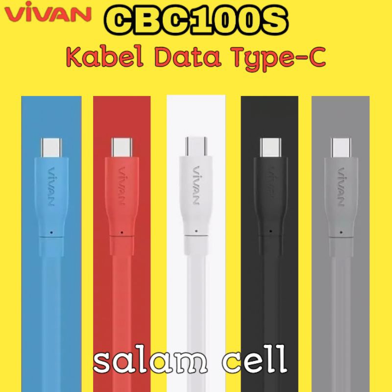 Kabel Data Type-C VIVAN CBCS100S 2,4A 100cm Original Garansi Resmi