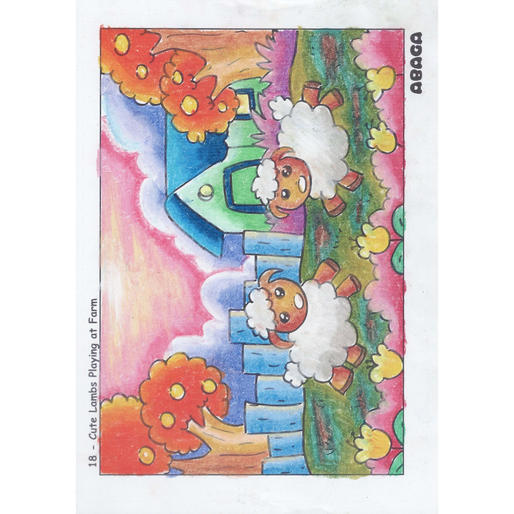 

Lembar Mewarnai Anak Teknik Pastel / Cute Lambs Playing At Farm / Smart Coloring Page