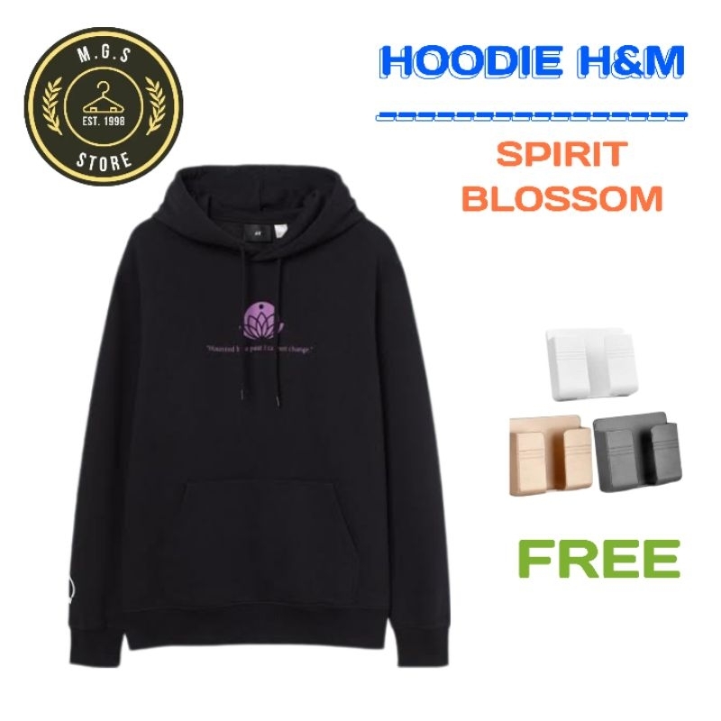 [COD] HOODIE H&M SPIRIT BLOSSOM HITAM PRIA/WANITA FULL TAG [FREE HANGER]