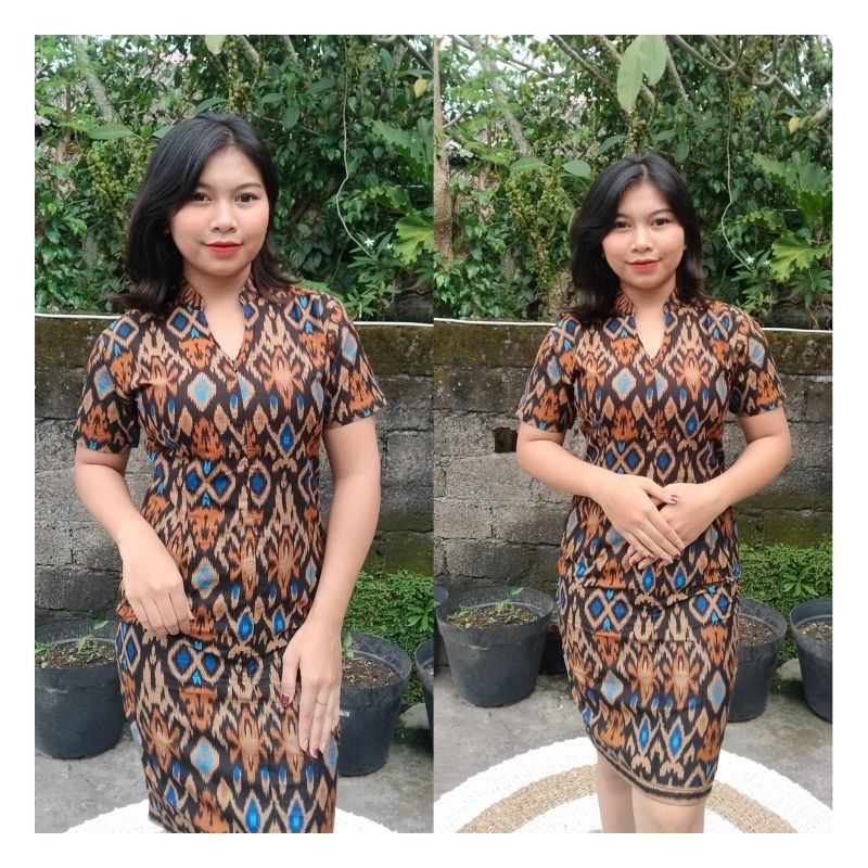 Dress kerja cewek motif endek