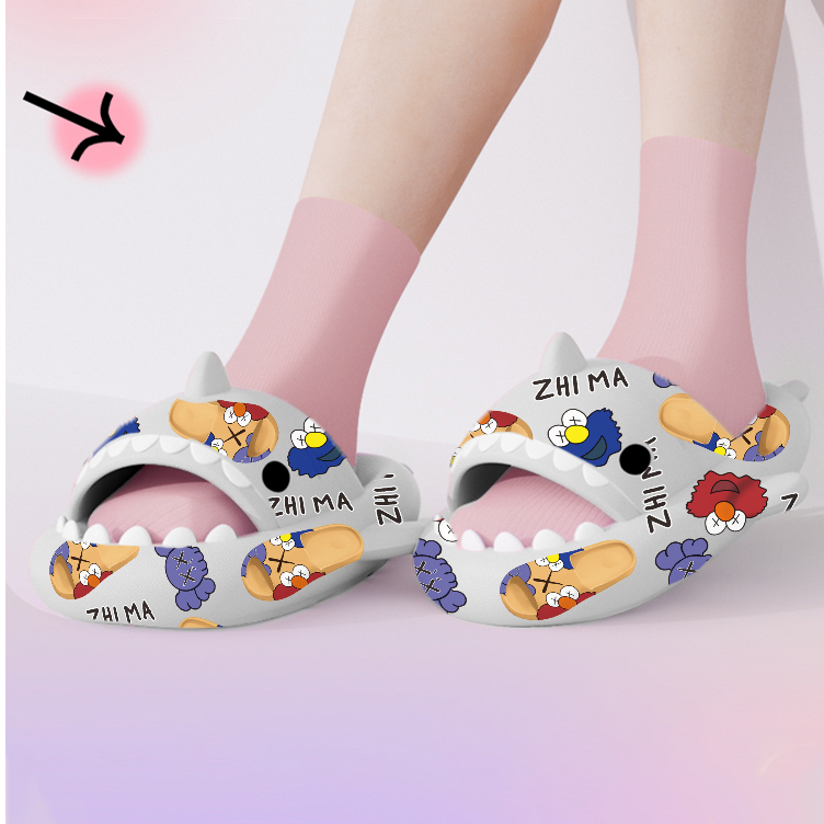 Sesame Street-Sandal Hiu Pria Dewasa Sendal Shark Sandal Couple Rumah Sendal Paus Eva Lembut Ringan Nyaman Sandal Pasangan Korea Size 36-45