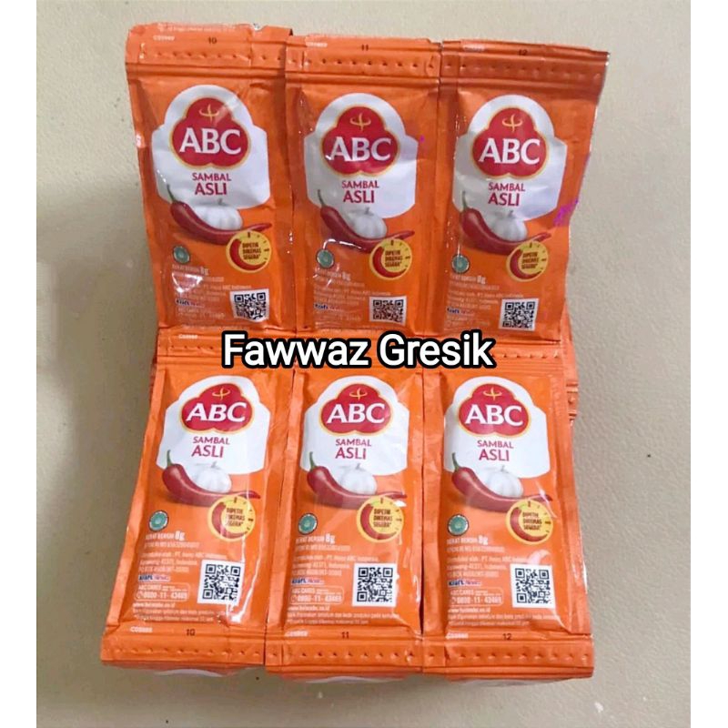 1 Renteng / 1 Renceng Saos ABC Sambal Asli ABC Sachet 1 Pack Isi 42 Pcs / ABC SAMBAL ASLI SAOS 8gr 1 Renteng isi 42 Sachet