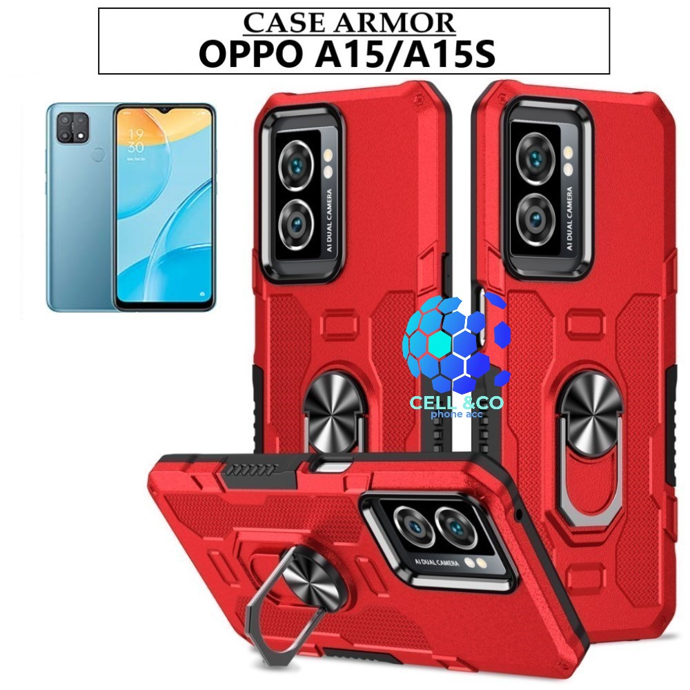 Case Armor OPPO A15 A15s Iring Cincin Magnetic Kesing Hp Protect kamera Premium Hard Case Standing Robot Pelindung Kamera