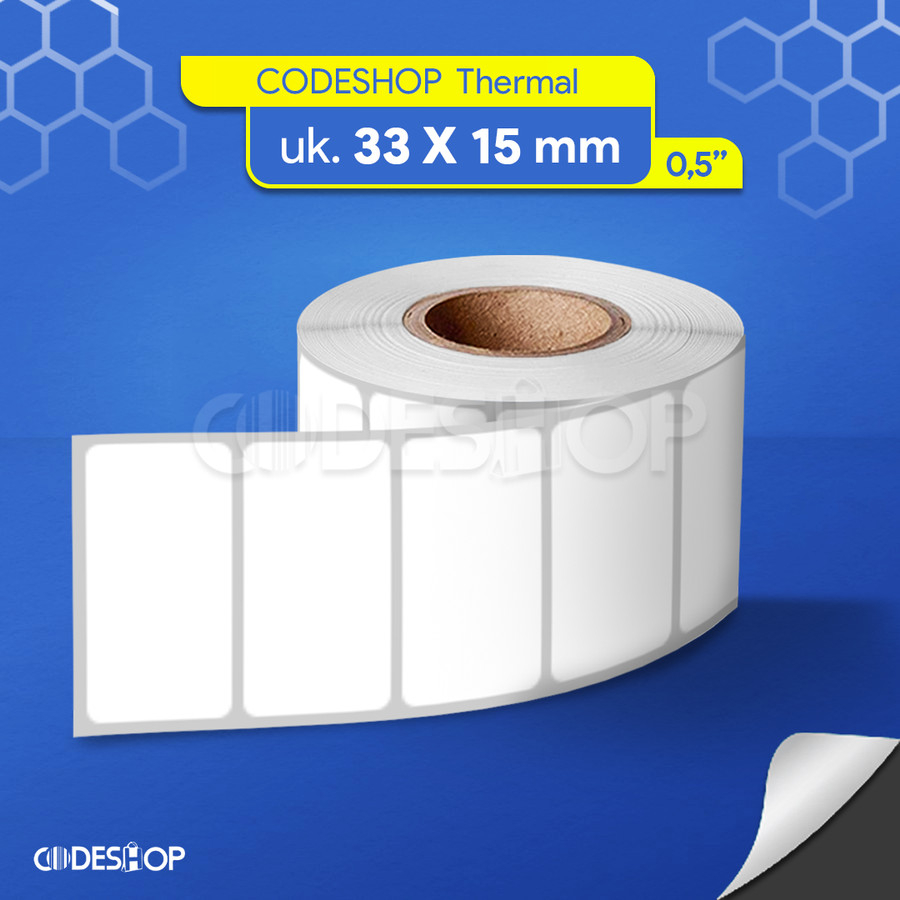 

Label Thermal 33x15 mm 495 Pcs 0,5 Core Stiker Printer Thermal Bluetooth