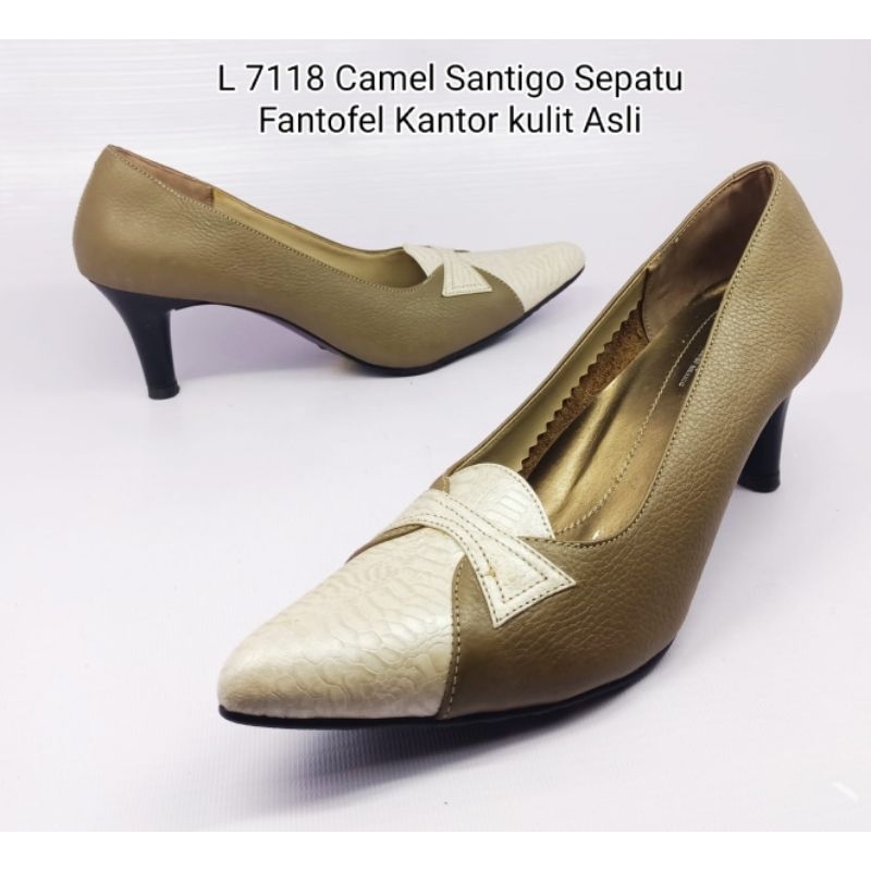 Sepatu wanita Pantofel kantor  kulit asli Hak.7 Cm L.7114