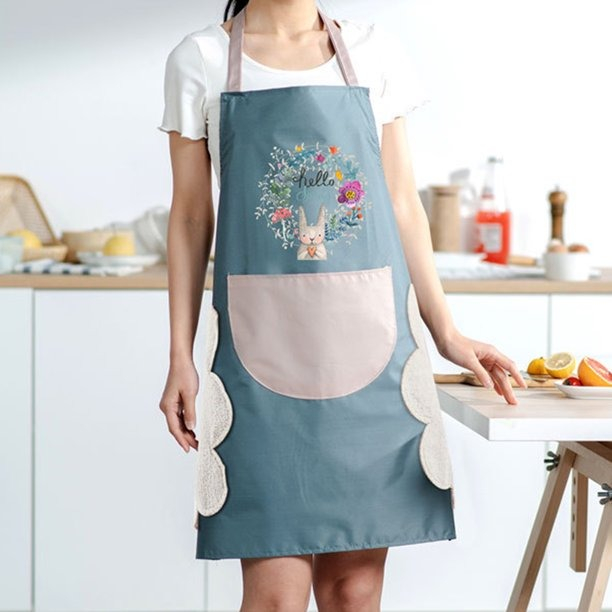 Swokii Celemek Dapur Anti Minyak Waterproof Pocket Apron Dengan Lap Tangan - SW65