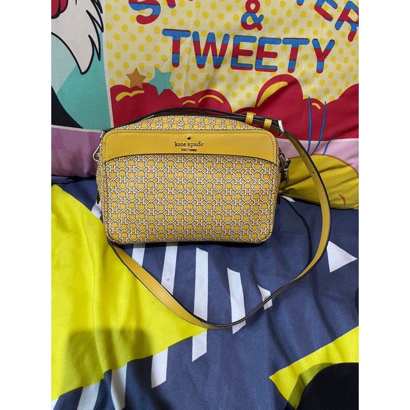 kate spade camera bag spade link yellow multi Preloved