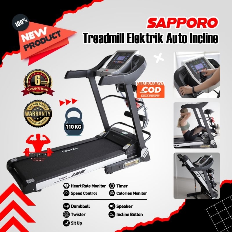 Alat Olahraga Treadmill Elektrik Sapporo Alat Fitness Lari