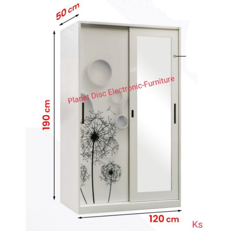 Lemari Pakaian Plat besi sliding 120cm  Lemari Baju  Lemari Anti Rayap  Lemari Tahan Banjir