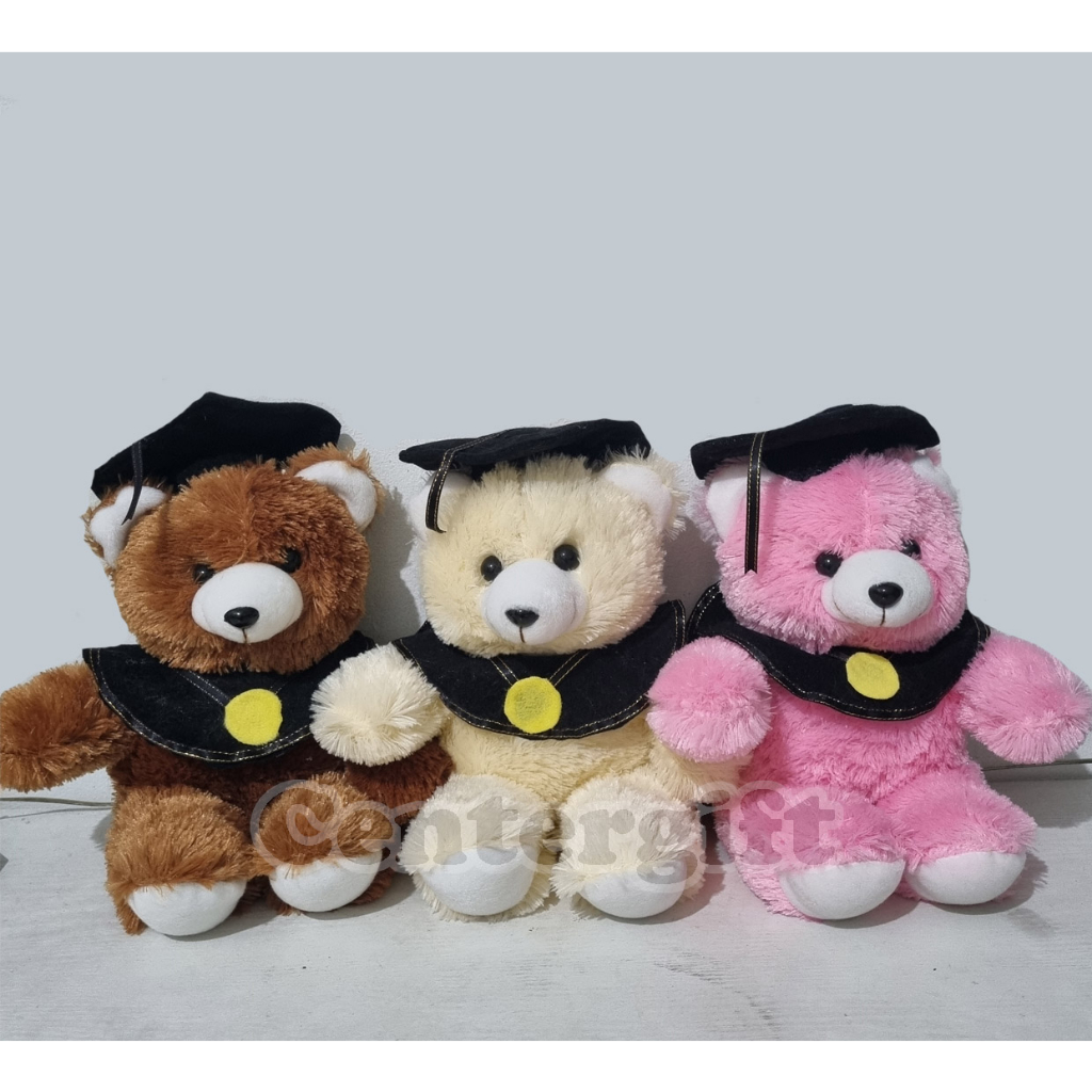 Boneka Wisuda Teddy Bear Toga Boneka Teddy Bear Bucket 35CM Bahan Bulu Lembut