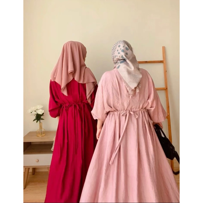 Mareka Dress / Baju Gamis Polo Linen Wanita