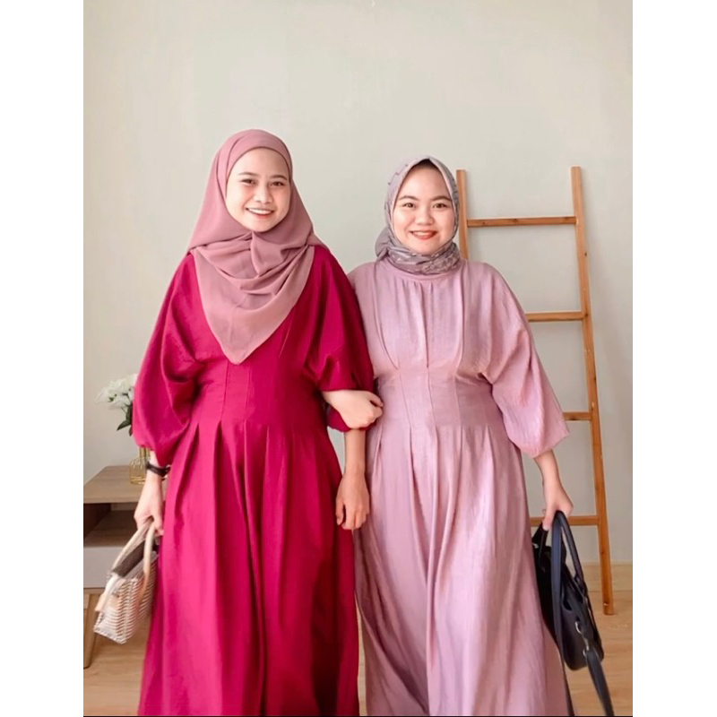 Mareka Dress / Baju Gamis Polo Linen Wanita