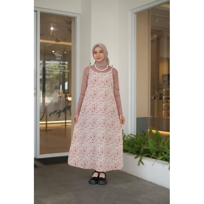 OVERALL DRESS MOTIF / OVERALL DRESS MOTIF FLORAL STANDAR KOREAN STYLE / ATASAN WANITA OVERAL DRESS