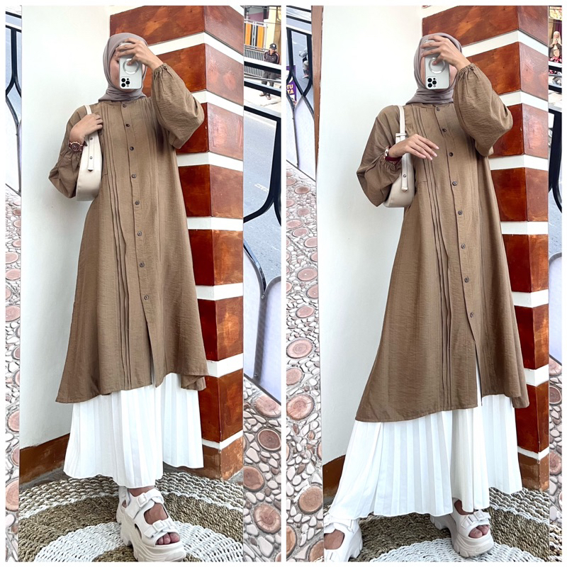 LONG TUNIK SASKIA POLO LINEN POLOS/TUNIK JUMBO POLO LINEN/LONG DRESS POLOS