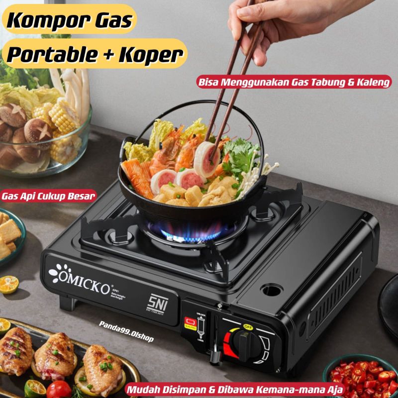 Kompor Gas Portable 2 In 1 / Kompor Portable / Tungku Gas OMICKO⭐Panda99⭐