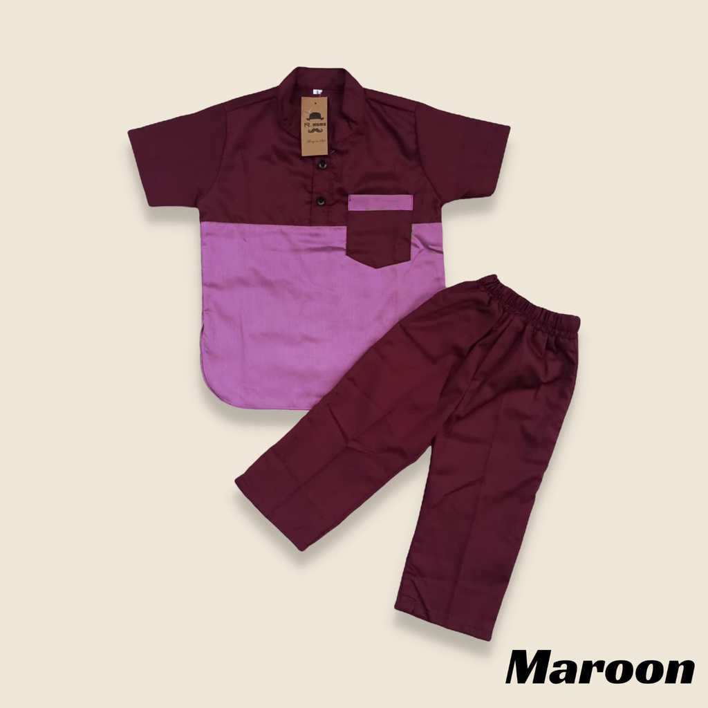 setelan anak laki laki muslim matt katun premium by kidjunior satu set  baju dan celana