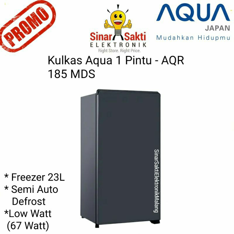 Kulkas Aqua 1 Pintu Aqr 185 MDS Lemari Es aqr185 Defrost Low Watt Hemat Promo Murah