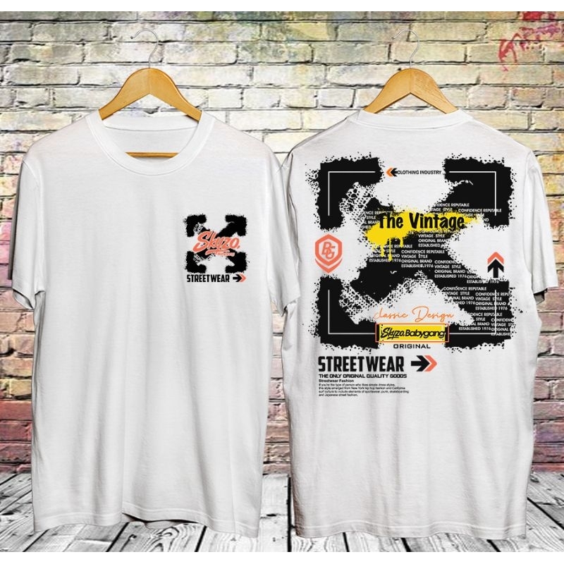 kaos distro pria skyzo babygang off white anak dewasa kekinian terumurah terbaru
