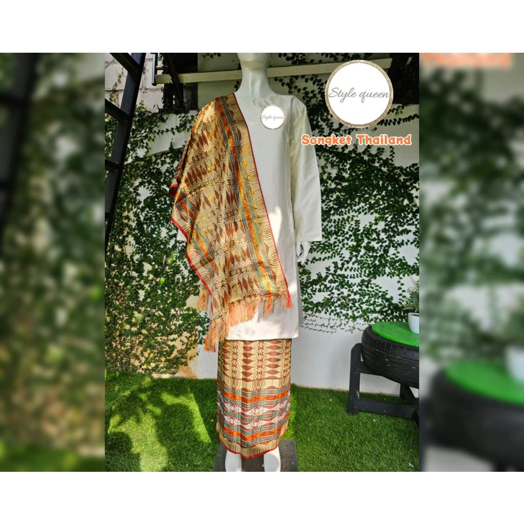 TERBARU ROK SPAN Kain songket + selendang thailand / bahan songket set selendang thailand / kain rok