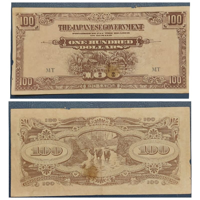 Uang Malaya 100 Dollar Japanes Goverment 1942-1945 Kondisi XF -AUNC Renyah Sedikit geripis pojok saj