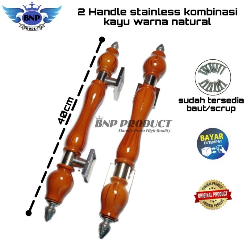 Handle pintu minimalis stainless kombinasi kayu 40cm/gagang pintu rumah, tarikan pintu