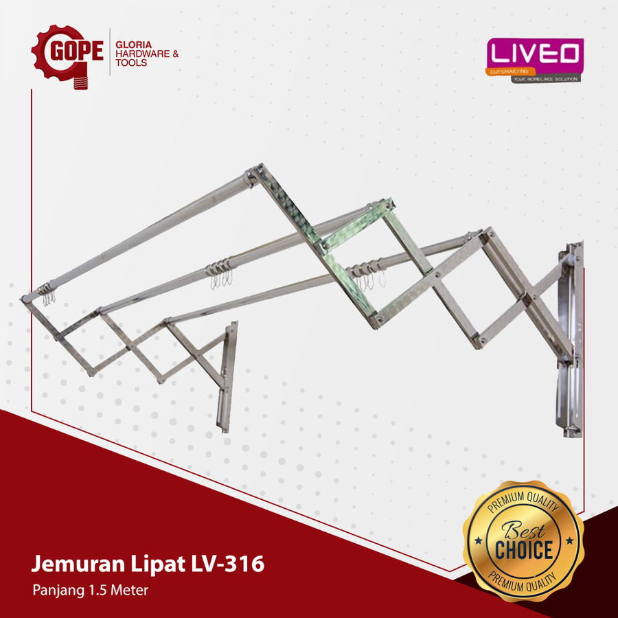 Liveo Lv 316 Jemuran Dinding Lipat 1.5 Meter