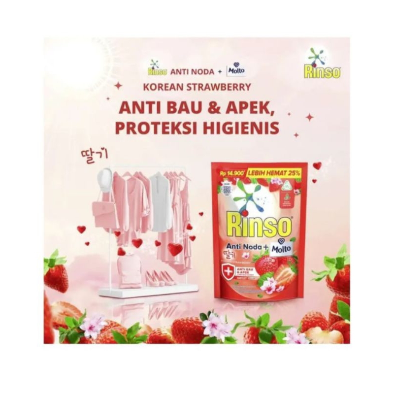 Rinso Anti Noda + Molto Korean Strawberry 565ml