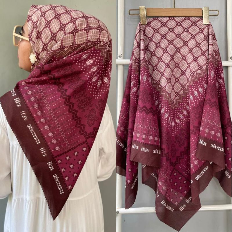 Hijab Kerudung Jilbab segiempat Voal Laser cut Motif Melati Series