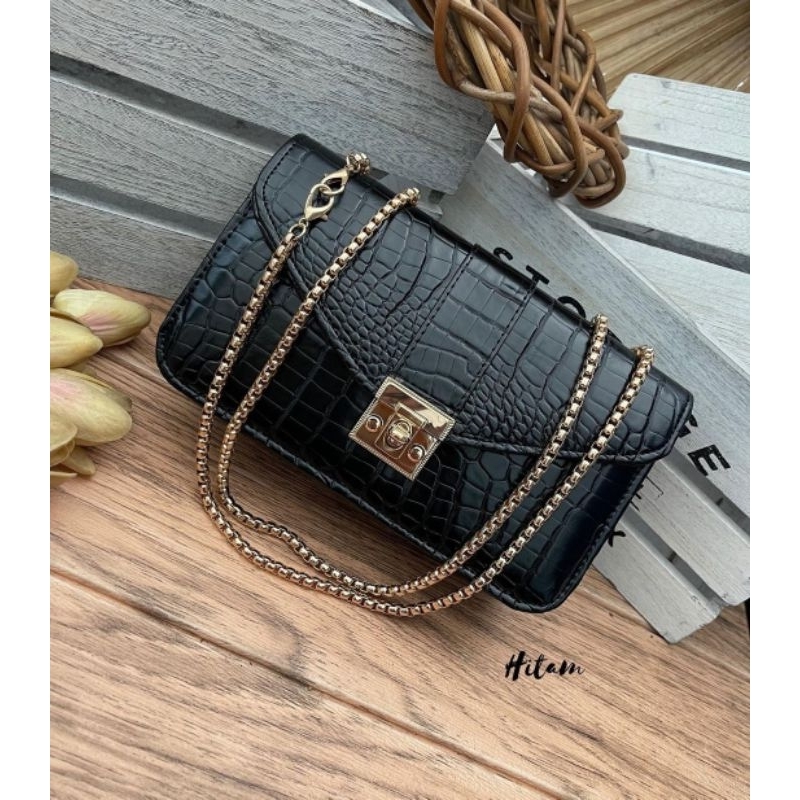 Tas Wanita Croco Selempang tali rantai - Tas wanita Croco Izzy