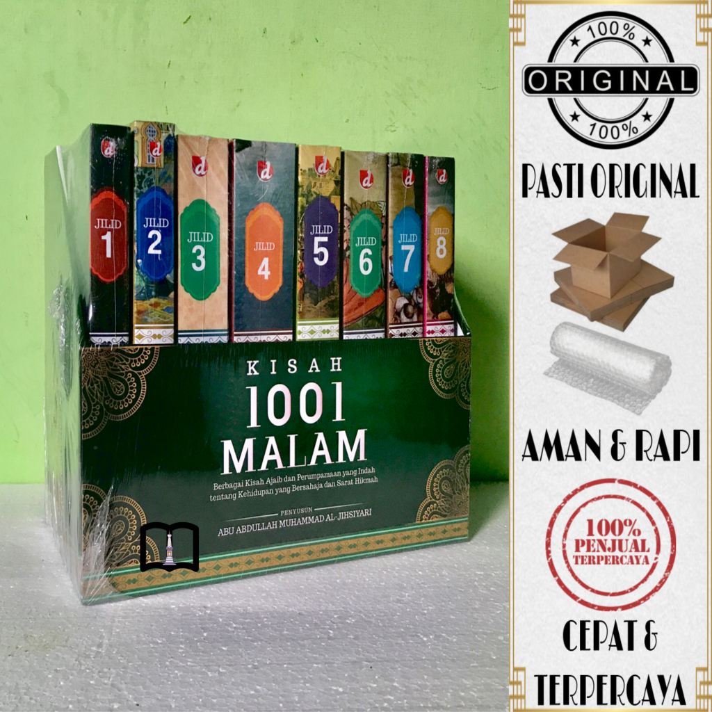 Paket Buku Box Set Kisah 1001 Malam (Soft Cover) - 8 Jilid Original - Abu Abdullah Muhammad Al-Jihsi