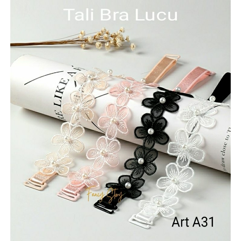 DYA369 Tali Bra BH Korea nita Ikat Leher Motif Renda Hitam