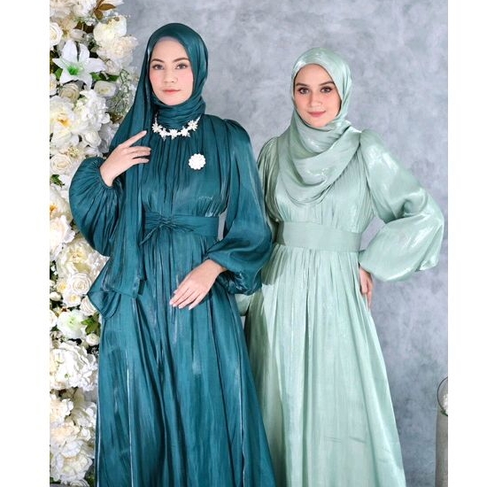 ounadoutfit Gameela Shimmering dress / dress lebaran muslim / dress shimer / hijab shimer / dress pesta / outfit kondangan