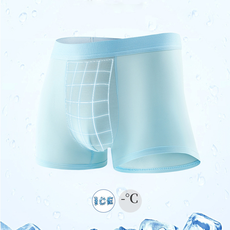 Ice Silk Seamless Pria Celana Dalam Boxer CD Pinggang Tengah Bernapas Antibakteri Pakaian