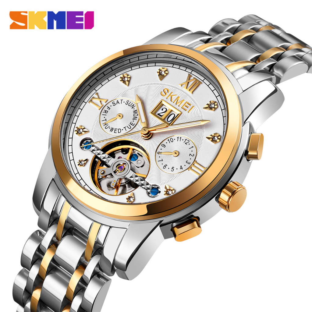 SKMEI M029 Jam Tangan Pria Automatic Analog Tali Stainless Rantai WATCHKITE WKOS