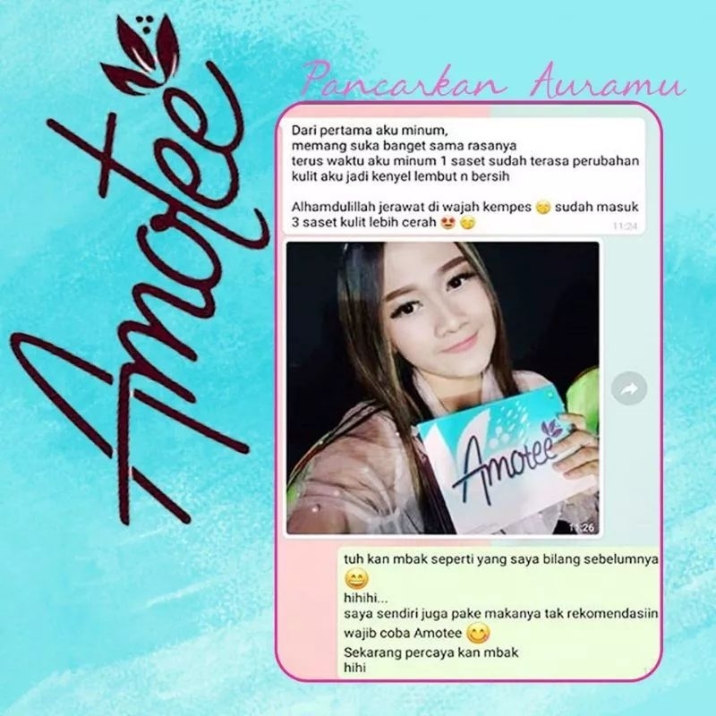 Amotee Box isi 20 Sachet Minuman Collagen Herbal Nasa Memutihkan Kulit