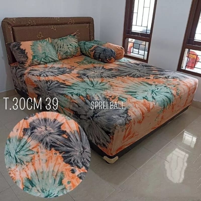 mudha-180x200x30cm Sprei Katun Khas Bali Adem Lembut Tidak Mudah Geser