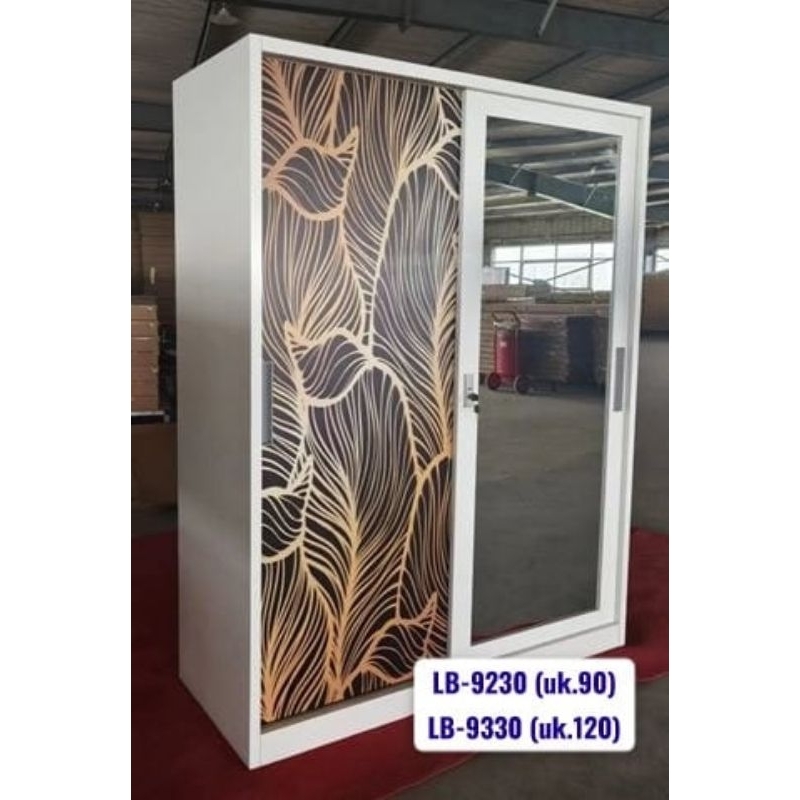 LEMARI PAKAIAN BESI SLIDING 2 PINTU GESER